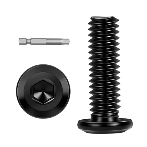 15 PCS 5/16"-18 x 1 Flat Head Socket Cap Screws Bolts, Flat Round Head Furniture Allen Bolts, Stainless Steel 304, Full Thread, Black Coating, Screwdriver Bit Included - size: 5/16"-18 x 1"