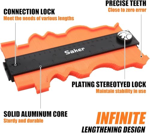 Saker Contour Gauge Profile Tool Unlimited Connection 10 Inch | Adjustable Lock,Precisely Copy Irregular Shape Duplicator,Cool Gadgets for Woodworking Tool Tracing - style: Unlimited Connection