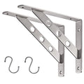 YUMORE 10 Inch Shelf Bracket, Heavy Duty L Bracket with 2 S Hook, 2 Pack - size: 10"(Soild)