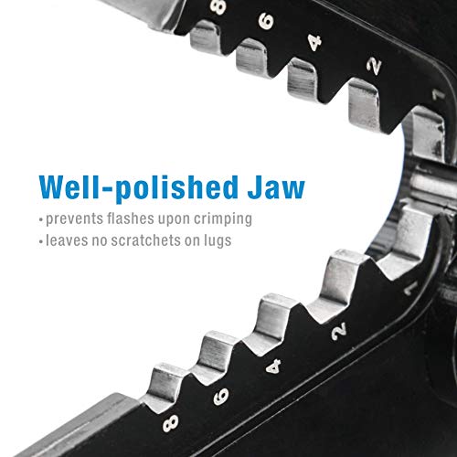 iCrimp Heavy Duty Copper Lug Crimping Tool, for AWG 8,6,4,2,1 Gauge Battery Cable Ring Terminal Ends with Built-in Cable Cutter - size: AWG8-1