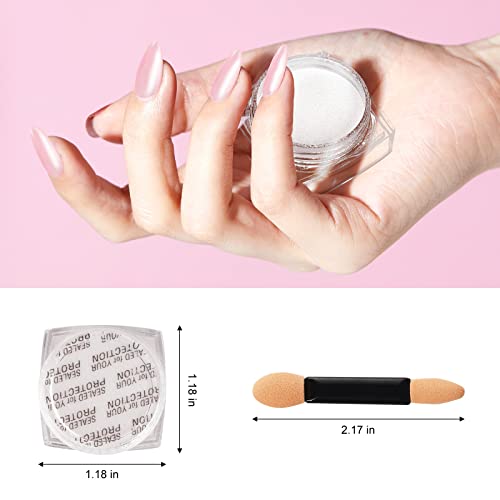 Artdone 2 Jars Chrome Nail Art Pearl Powder White and Red Iridescent - color: White and red pearl