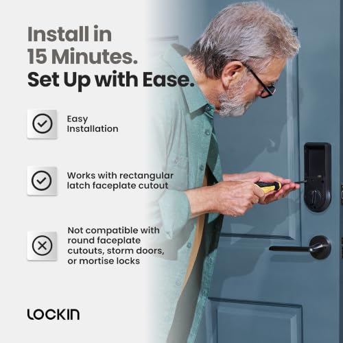 Lockin Veno Pro, All-in-One Smart Lock for Front Door - size: Single Battery, style: Palm Vein+32G Local Storage