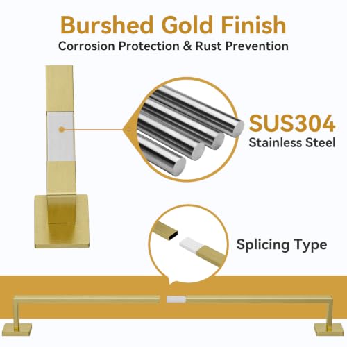 5-Pieces Brushed Gold Bathroom Accessories, 24 Inch Gold Towel Bar Set - color: Brushed Gold, size: 26 Inch (5 Pieces)
