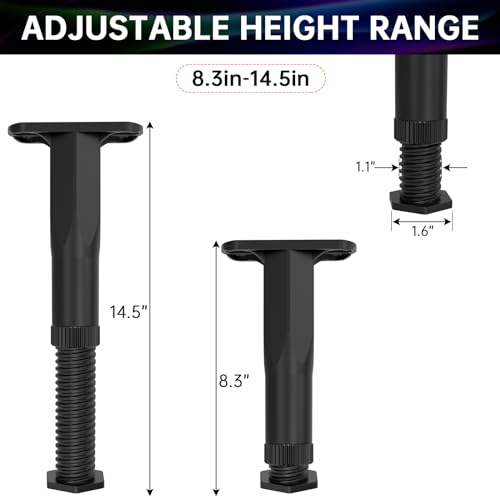 6PCS Adjustable Bed Frame Support Legs(8.3"-14.5"),Center Slats Support Leg - color: 6pcs(8.3-14.5inch)-rigid Plastic