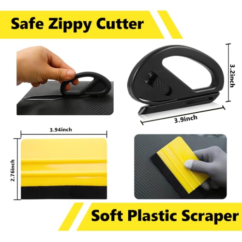 Vinyl Wrap Tool Kit with 2000W Heat Gun, Window Tint & PPF Tools - color: yellow&black