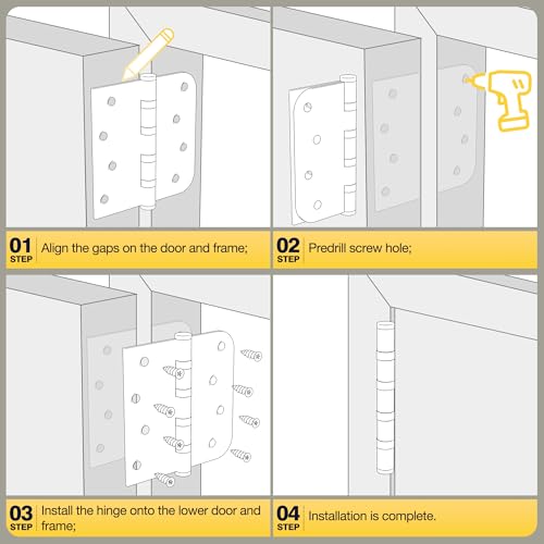 KOLET Ball Bearing Door Hinges, 4 x 4 Inches, Brushed Gold, 6 Pack - color: Gold, size: 6 Pack