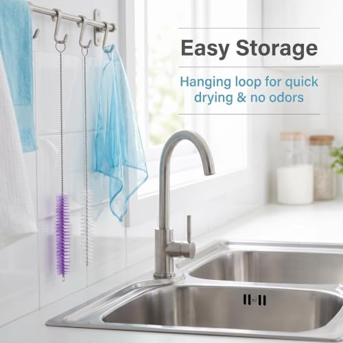 Straw Cleaner Brush, Reusable Metal Handles Straw Cleaner Brush Extra Long for Stanley Mug 40, 30, 20 oz, 10mm Wide for Sippy Cup, Water Bottle and Tubes - color: Clear+Purple