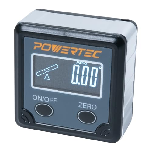POWERTEC 71828V Table Saw Angle Gauge, Digital Angle Finder Protractor, Digital Level Box, 1 Pack, Digital Angle Gauge for Woodworking, Table Saw, Miter Saw