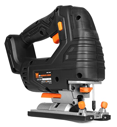 WEN Cordless Jigsaw, Brushless with Variable Speed, 20V Max 4.0 Ah Lithium Ion Battery and Charger (20667) - size: Handheld, style: Brushless Variable Speed