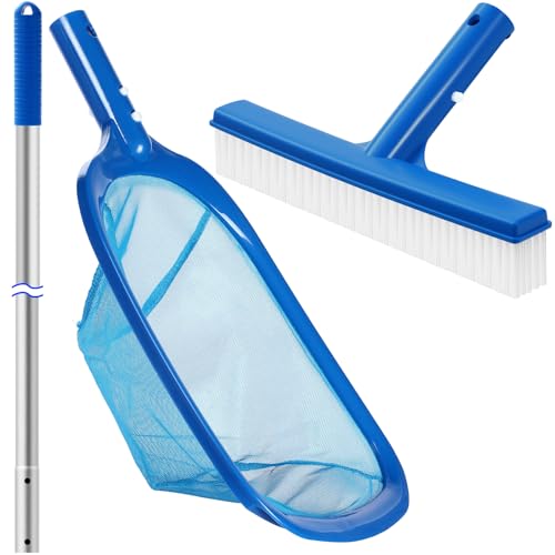 Potchen 3 Pcs Pool Cleaning Kit with Hand Skimmer Net, 10" Brush - style: 10" Brush