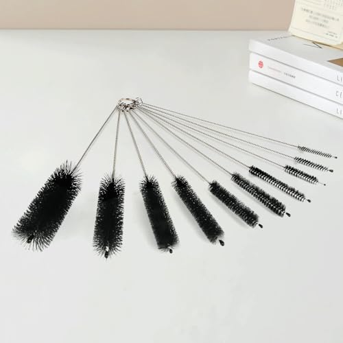 12 Pack Glass Tube Pipe Cleaner Brush Set, 17Inch Long Handle Nylon Brush | For Neck Bottle, 8.2 Inch Various Diameter Tube Straw Brush with Hook, 35 Inch Flexible Double Ended Hose Brush