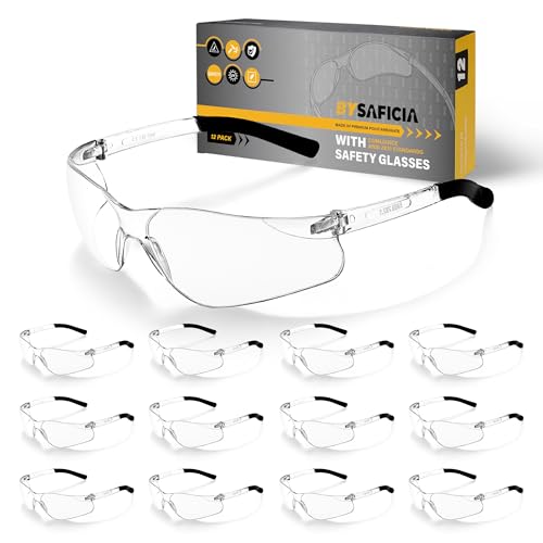 12 Pack Clear Safety Glasses Bulk, UV Protection Safety Goggles with Scratch Resistant Polycarbonate Lens, Protective Eyewear for Men Women, ANSI Z87.1 Eye Protection Glasses - color: Clear Lenses