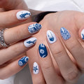 CurvLife Extra Short Almond Press On Nails, Azure Tide Blue, Soft Gel - color: A8 - Azure Tide
