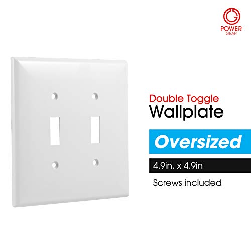 Power Gear Light Switch Wall Plate Cover, Double Toggle Style, White - color: White, style: Oversized