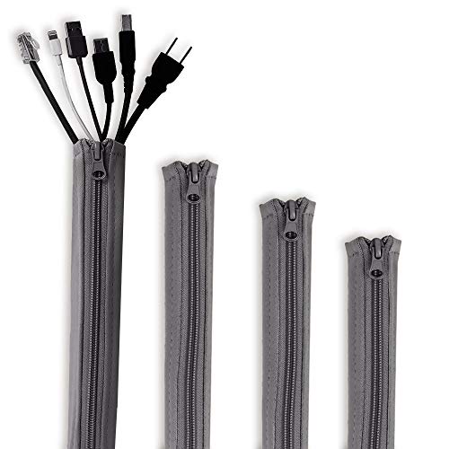 StangH Cable Management Sleeve Organizer Kit, 19 Inch, 4 Pieces -Grey - color: Grey, size: 19"L x 3.5"W-4PACKS