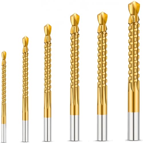 6pc Titanium Twist Drill Bit Set 3-8mm HSS Sawtooth Bits for Wood Metal Plastic Hole Saws