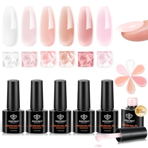 modelones Builder Nail Set, Builder Base Colors Jelly Nude Pink 6 Colors - color: B1-Nude Pink