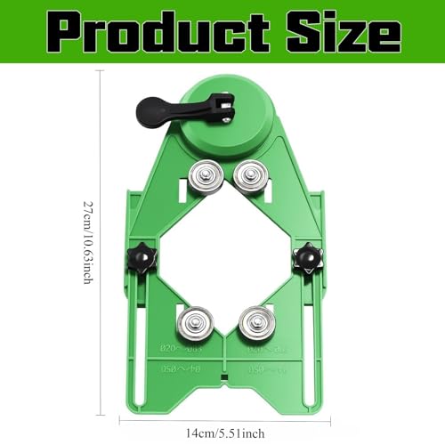 QTG Drill Hole Locator Jig, 20-83mm Adjustable Centering Guide with Vacuum Suction Base & Roller Wheels for Ceramic, Tile, Glass, Marble – Precision Drilling Template for DIY and Tile Work