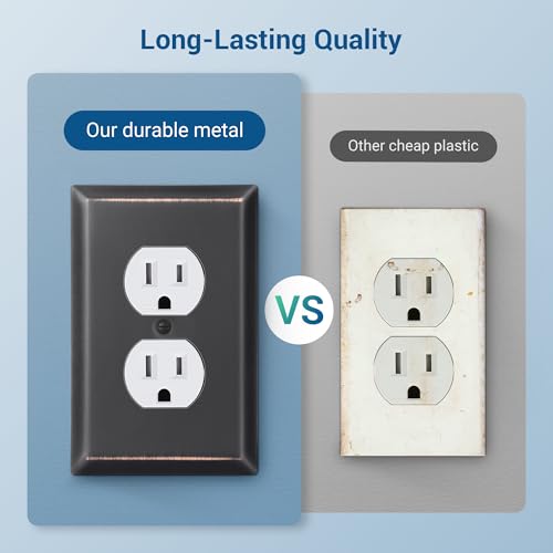 DEWENWILS 4 Pack Duplex Wall Plate, Aged Bronze Outlet Cover | 4 Pack, Mid Size 4.92" x 3.14", Metal Wall Plates for Electric Outlet, GFCI, Dimmer Switch, Toggle Switch - color: Aged Bronze, size: 1-Gang Duplex, 4 Pack
