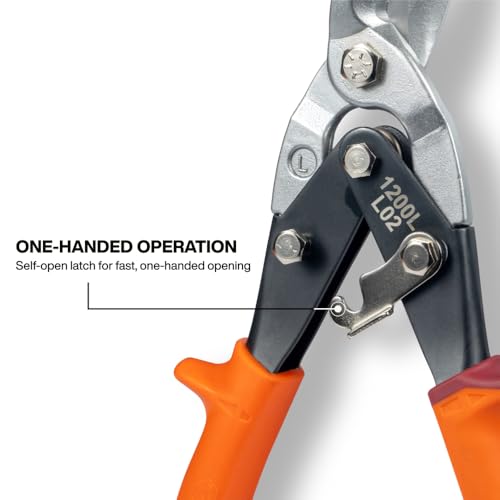Klein Tools 80198 Aviation Snips Kit, Left and Right Metal Shears Set, 18 Gauge Steel Cutting, Serrated Blades, Self-Open Lock, Professional Tin Snips - style: 2-Pc Kit Left & Right Cutting