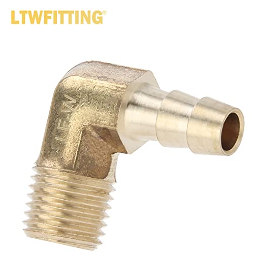 LTWFITTING Assortment Kit Hose ID (1/4-Inch to 1/2-Inch) x (1/8-Inch to 3/8-Inch) NPT Male Brass Hose Barb Elbow Set for Water(Pack of 25)