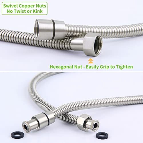 Angle Simple Brushed Nickel Flexible Shower Hose 59 Inches, 1/2" IPS - color: Brushed Steel, size: 59 Inch