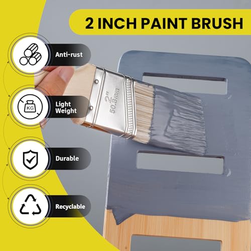 Mister Rui 2 Inch Angled Synthetic Paint Brushes, 3 Pack Trim