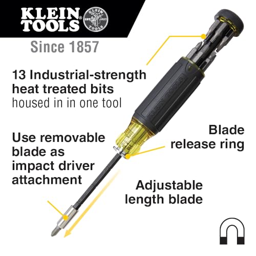 Klein Tools 80083 Impact Driver Kit with 7-in-1 SAE Impact Socket Set and 14-in-1 Multi-Bit Adjustable Length Screwdriver, 2-Piece - size: 2-Piece Kit