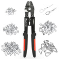 Sanuke Wire Rope Crimping Tool Kit, Swage for 3/64 1/16 5/64 inch Sleeves | Cutter & Crimper Plier with 160pcs Aluminum Crimping Loop Sleeve and 10pcs Stainless Steel Thimble