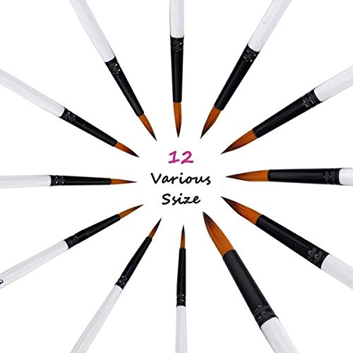 GETHPEN Acrylic Paint Brushes Set,12PCS Round-Pointed Tip Paint Brushes - style: Round