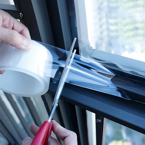 Qoqooice Transparent Window Weather Sealing Tape 2 Inch x 33 FT Weather Stripping Residue-Free Clear Window Insulation Tape for Doors Windows and Shower Glass Gaps - size: 2 In * 33 FT Clear