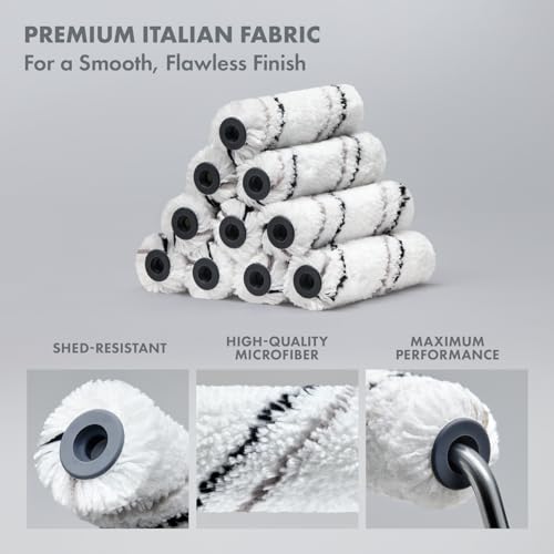 10-Pack 4 Inches Mini Paint Roller Covers for Smooth and Lint-Free Finish - 3/8 Nap - Made in Italy - Premium Microfiber Roller Naps for All Paints and Stains - size: 4" Roller Covers ( 10 Pack)