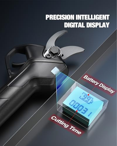 Upgraded Electric Pruning Shears, 1.6" Cutting Diameter Cordless Pruner with LCD Display, Brushless Motor, 2×2.0Ah Rechargeable Batteries & Extra Blade for Garden Trees and Branches - style: LCD-1.6" grey