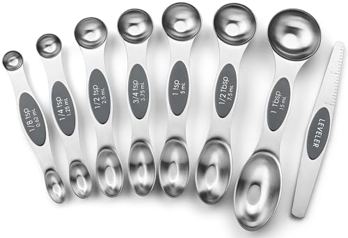 Spring Chef Stainless Steel Magnetic Measuring Spoons Set of 8, Gray - color: Gray, size: 1-Pack