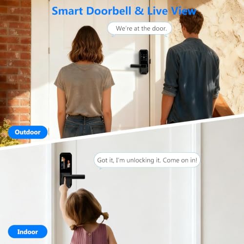 UMIKSMART WiFi Smart Door Lock with Camera, Fingerprint Keypad, App Control - color: Black