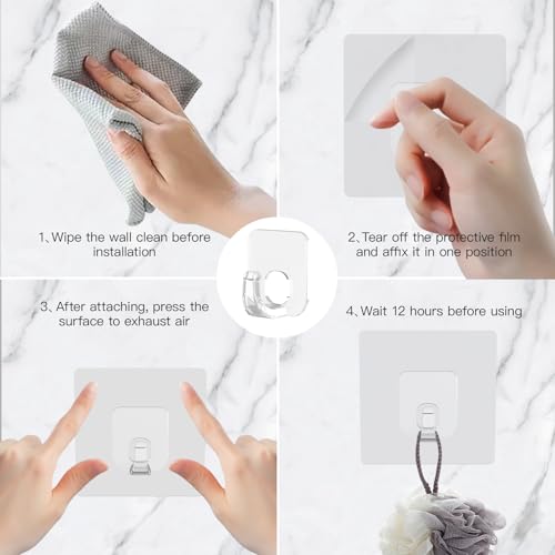 Latoxcaa Large Adhesive Hooks, 33lb Heavy Duty Utility Hooks for Hanging, 20 Pack Damage Free Sticky Hanging, No Trace Self-Adhesive Wall for Kitchen Bathroom Office Multiple Uses - size: 20 Clear Hooks