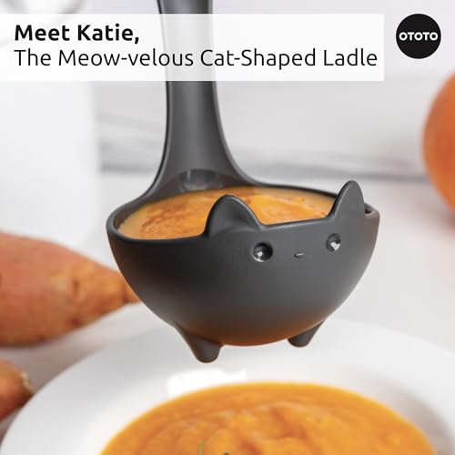 OTOTO Muscateers Bundle of Mary Cat, Katie, Kitty - Jar Scraper Spatula, Soup Ladle, Pizza Cutter - Cute Kitchen Accessories, Spooky Gothic Cat Gifts for Women, Kitchen Gifts, Halloween Gifts - color: Muscateers Bundle