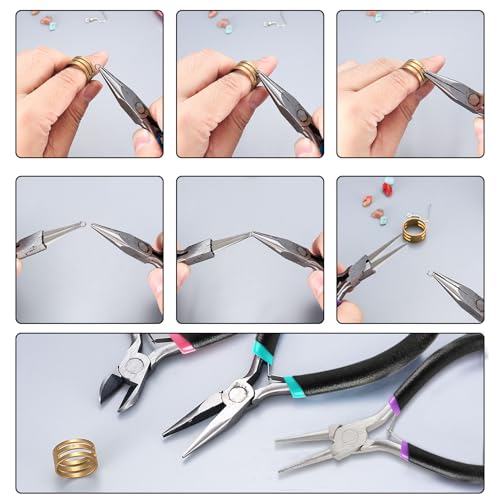 3Pcs Jewelry Making Tools Pliers Kit,Needle Nose/Round Nose Pliers/Diagonal - style: 3pcs - Black