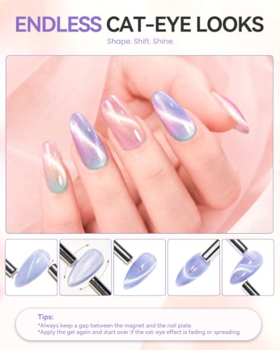 Makartt Cat Eye Gel Nail Polish Set 15ML : 6 Shimmer Magnetic Colors - color: Infinity Stones