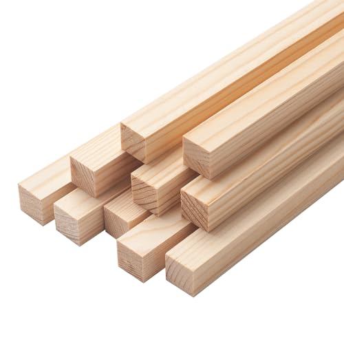 Square Wooden Dowel Rods, 10 PCS 5/8" x 12" Square Wood Dowel Rods Wooden Sticks for Crafts, Unfinished Hardwood Sticks Wood Strips for Woodworking, Crafting, Arts and DIYers, Home Decor, Model Making - size: 5/8"×12"-10PCS