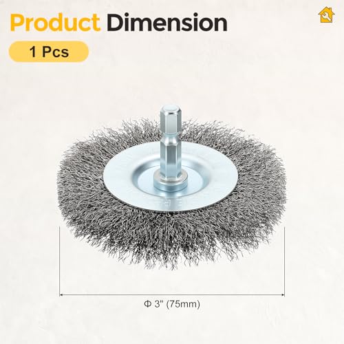 3in Wire Wheels for Drill with 1/4in Hex Shank, Carbon Steel - size: 3 inch(0.008in Wire)