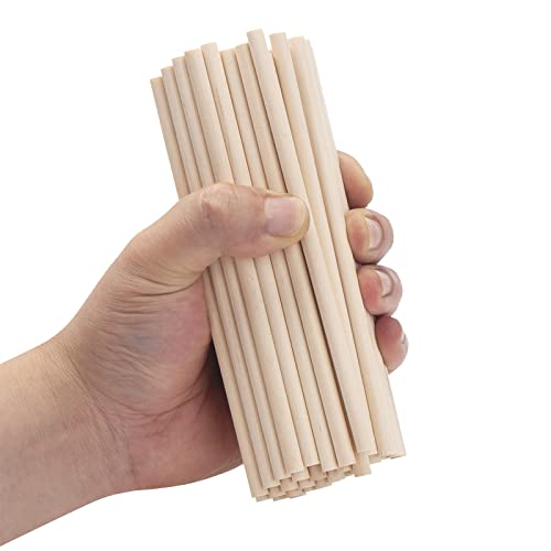 Wood Dowels Wooden Dowel Rods, 100PCS 1/4 x 6 Round Wooden Sticks for Arts and Crafts, Small Unfinished Hardwood Sticks for DIYers Crafting, Cake Support, Lollipop, Photo Booth Props, Home Decor - size: 1/4"×6"-100PCS