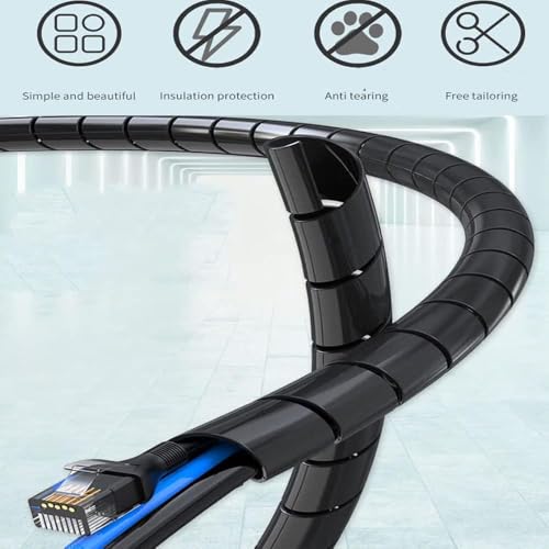 Spiral Cable Wrap Sleeve 1/2"(12mm) x 18 Ft Cord Organizer for Computer Wires, Electrical Cables, Home and Office Desk Management - size: 12mm x 18 Ft