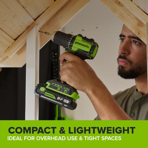 Greenworks 24V Cordless Brushless 400 in-lbs Drill/Driver+1950 in-lbs Impact Driver Combo,High Torque, Lightweight, (2) 2.0Ah USB-C Batteries(12,000mAh Power Bank) and 65W USB-C Fast Charger(3-Port) - size: 2PCS Combo Kits