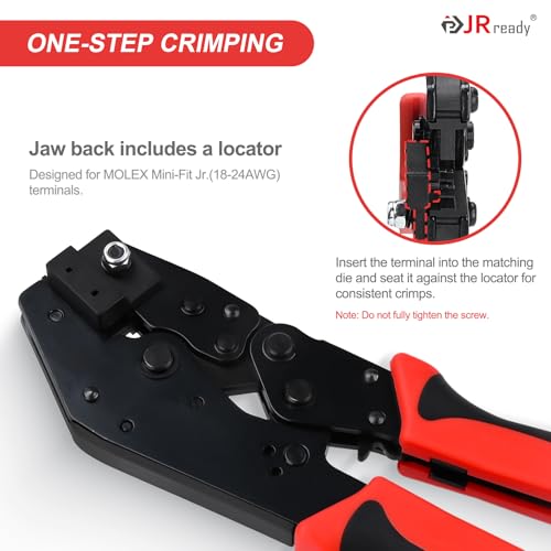 JRready ST6545 Mini-Fit Jr. Ratchet Crimper Pin Extractor Tool Kit with 100Pairs Terminals 18-24AWG Electrical Automotive Wire Pin and Socket Standard Molex 4.2mm Pitch - color: Mini-fit Jr. Crimp Tool Kit