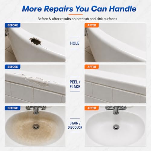 Porcelain Repair Kit White, High-Gloss Chipped Sink, Tub & Tile Repair Kit - color: No.01 White