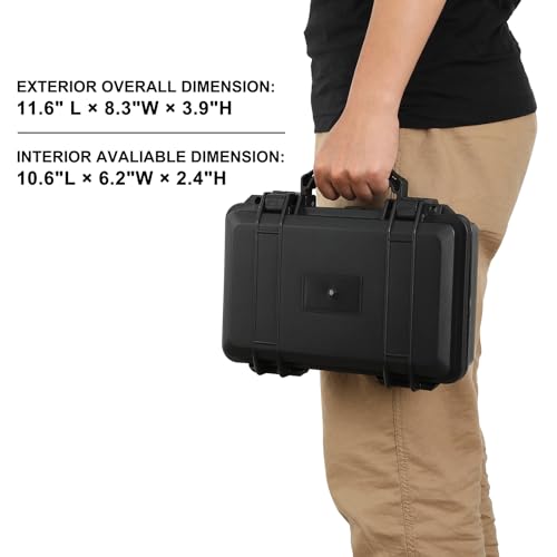 Mayouko Portable Tool Box with Shock- Proof Sponge, Water Proof Grade IP67, Waterproof Hard Case with Foam Insert, Shockproof Carrying Case, Explosion Proof Box, 11.6"L×8.3"W×3.9"H - size: 11.6"L×8.3"W×3.9"H