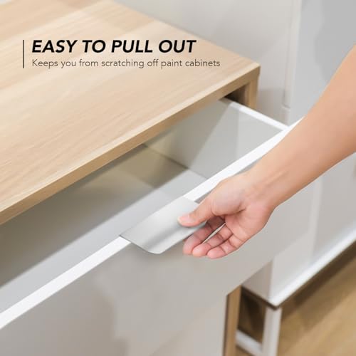 Brushed Nickel Cabinet Handles Finger Edge Pulls 3 Inch CC 10 Pack - color: Silver, size: 76mm/3" Overall Length