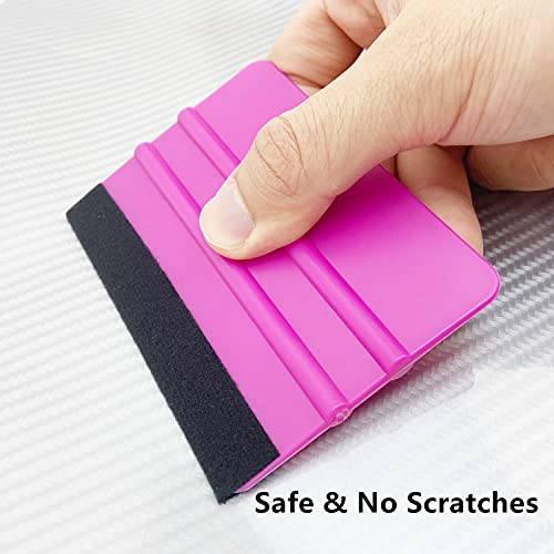 CCyanzi 4inch Vinyl Squeegee Tool Window Film Squeegee Decal Scraper Sign-Making Graphic Wallpaper Application, Felt Edge Protection Prevents Scratches - 10Piece Purple - color: Purple