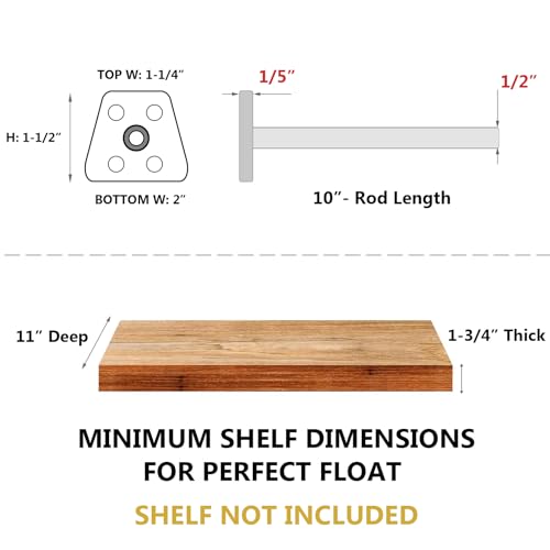 NEODROP 4-Pack 10 Inch Hidden Floating Shelf Bracket, Heavy Duty Blind Shelf Support Hardware | Invisible Wall Brackets for Kitchen, Fireplace Mantel Wood Shelves | Black Powder Coated Solid Steel - size: 10 Inch, style: 4 Pack
